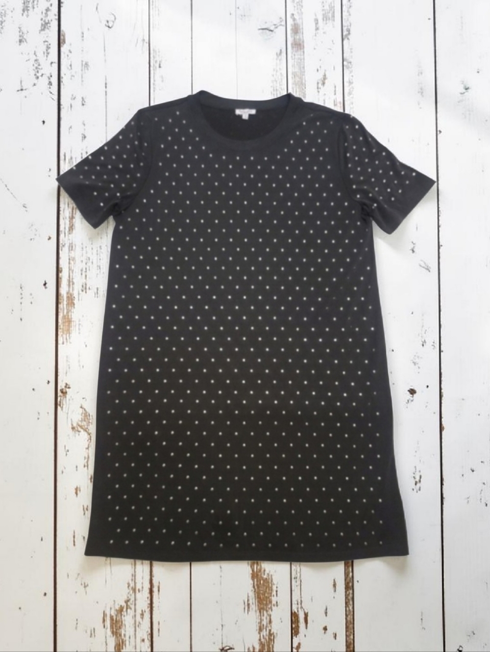 Splendid "ECLIPS" Size-M Black Tee-Shirt Dress with Silver Dot Accents. EUC